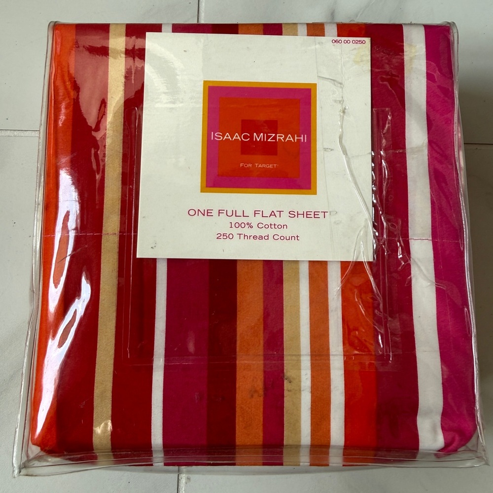 Isaac Mizrahi for Target Multicolor Striped Full Flat Sheet Dorm Ready NEW